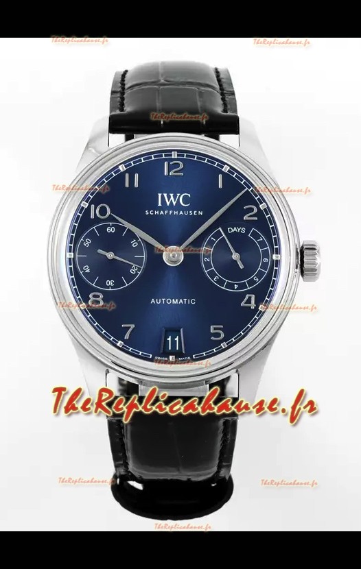 IWC Portugieser Montre Suisse super clone 1:1 Réplique Montre Cadran Bleu Boîtier Acier