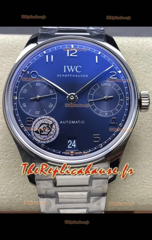 IWC Super Clone Portugieser Montre Réplique Suisse 1:1 Cadran bleu Montre boîtier acier