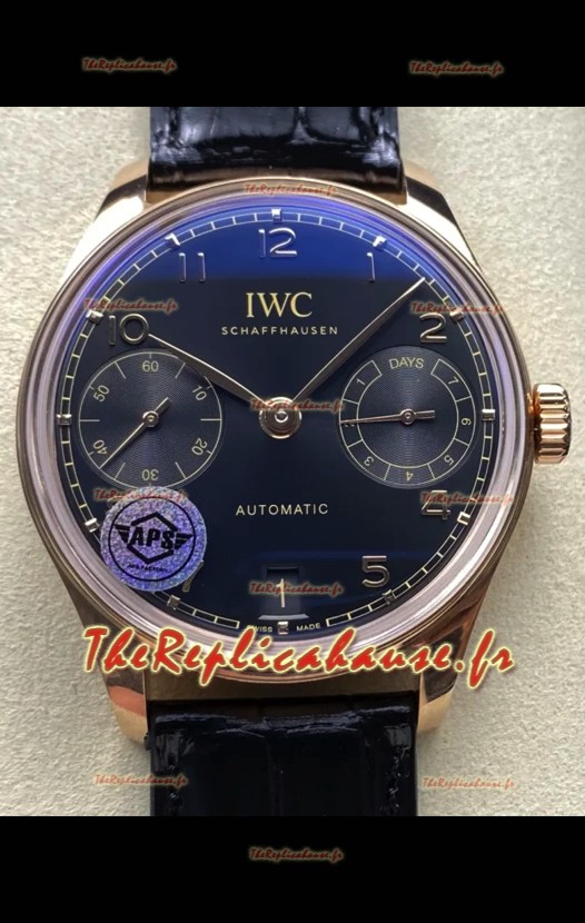 IWC Super Clone Portugieser Montre Réplique Suisse 1:1 Or Rose avec cadran noir 