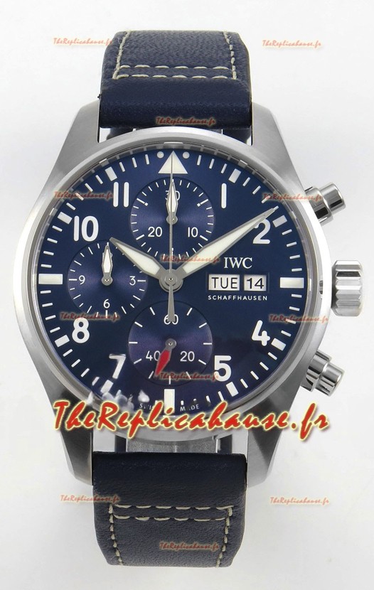 IWC Super Clone Pilot Chronograph Edition Cadran bleu Cuir Réplique suisse 