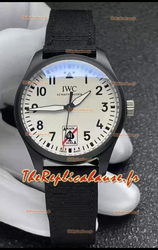 IWC Pilot's IW326905 BLACK ACES Ceramic 41MM Montre réplique qualité miroir 1:1 avec cadran blanc 