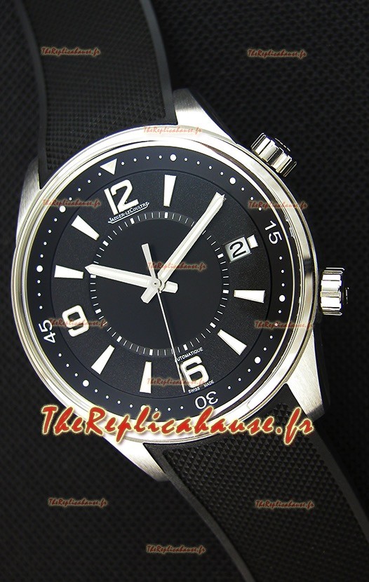 Jaeger-LeCoultre Polaris cadran noir Montre avec sangle en nylon 1:1 Miroir Réplique Suisse