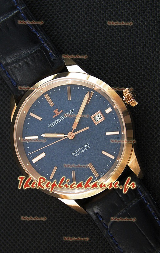 Montre Jaeger LeCoultre Geophysic True Second Suisse Couleur Rose Or , Cadran bleu 