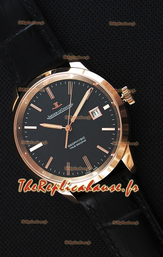 Montre Jaeger LeCoultre Geophysic True Second Suisse Couleur Rose Or , Cadran Noir 