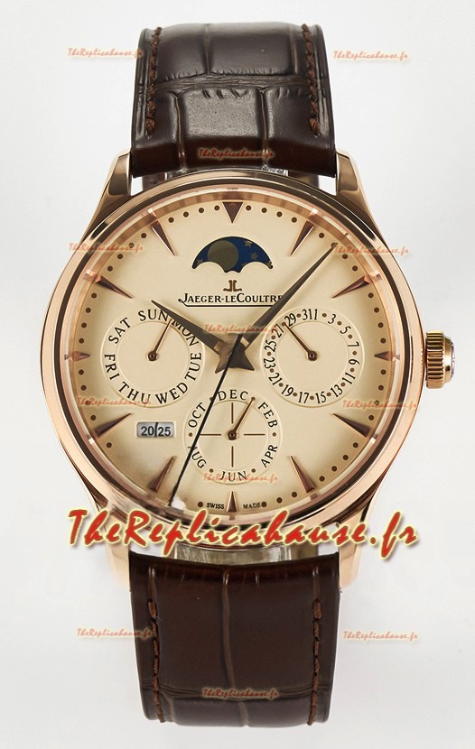 Montre Jaeger LeCoultre Super Clone Master Calendrier Perpétuel Ultra-fin Cadran Crème