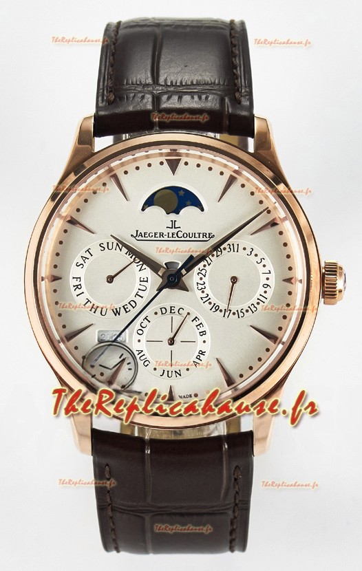 Montre Jaeger LeCoultre Super Clone Master Calendrier Perpétuel Ultra-fin Cadran Blanc 