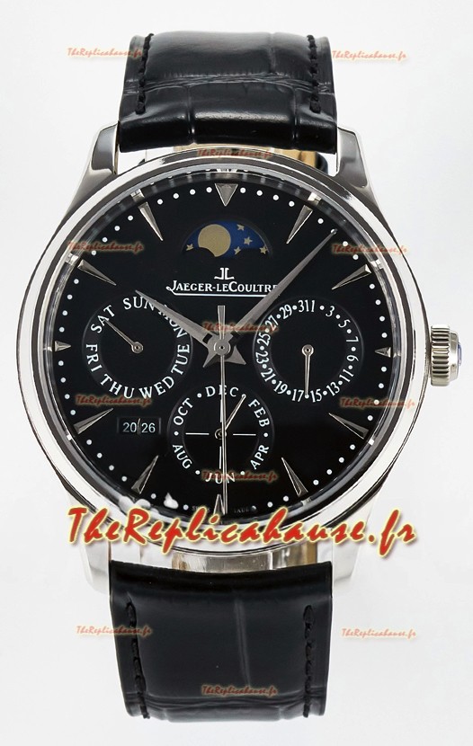 Montre Jaeger LeCoultre Super Clone Master Calendrier Perpétuel Ultra-fin Cadran Noir