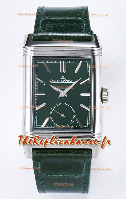 Jaeger-LeCoultre Reverso Super Clone DuoFace Vert/Acier blanc Réplique Montre