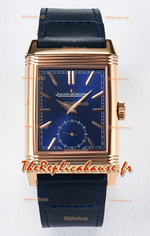 Jaeger-LeCoultre Reverso Super Clone DuoFace Bleu/Or Rose Blanc Réplique Montre