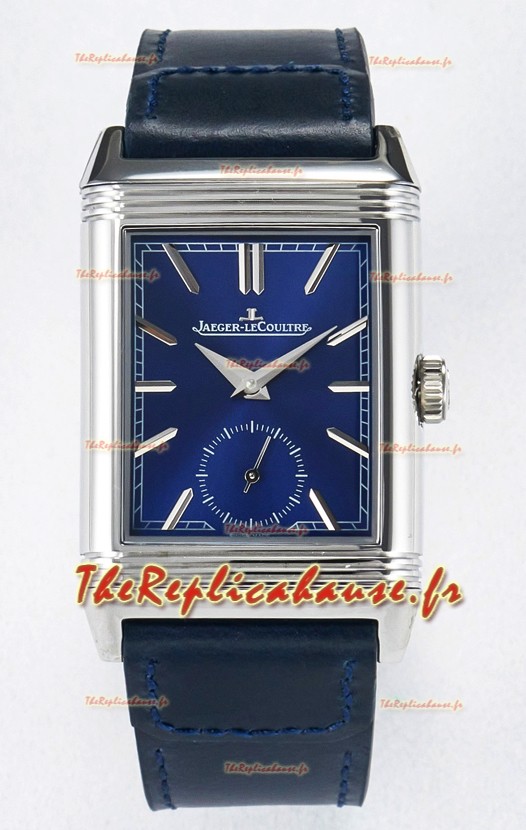 Jaeger-LeCoultre Reverso Super Clone DuoFace Bleu/Acier blanc Réplique Montre