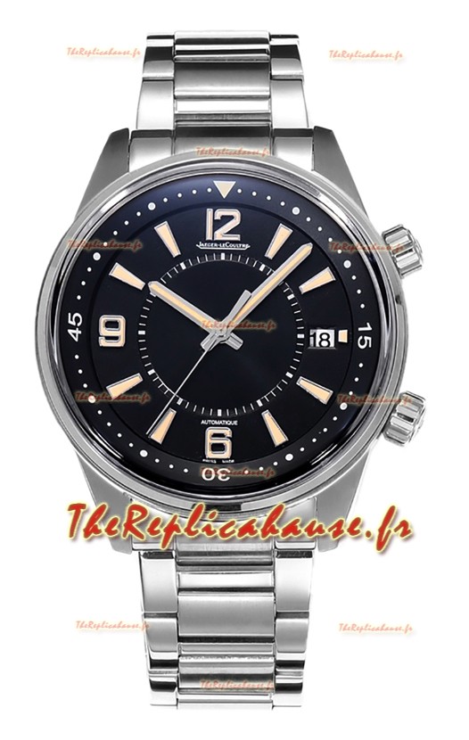 Jaeger LeCoultre Polaris Date Cadran noir Bracelet acier Montre réplique 1:1 42MM