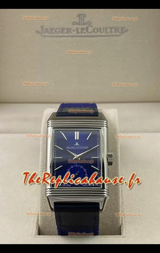 Jaeger-LeCoultre Reverso DuoFace Montre boîtier acier cadran bleu en mouvement automatique suisse