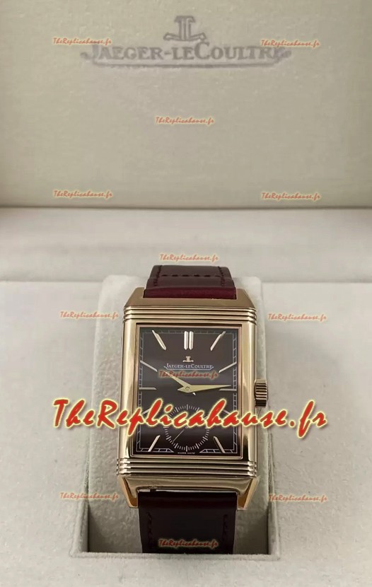 Jaeger-LeCoultre Reverso DuoFace Montre boîtier or rose cadran rouge, mouvement automatique suisse
