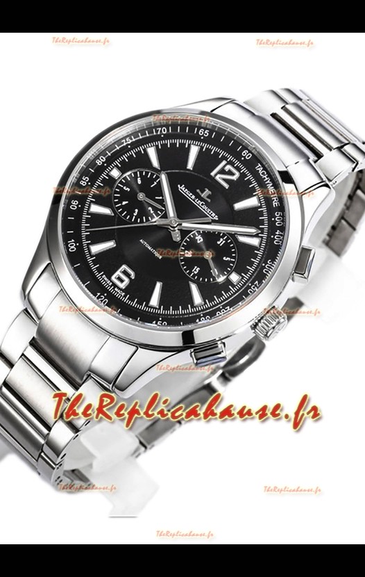 Jaeger LeCoultre Polaris Chronographe Montre en acier inoxydable Cadran noir Réplique Montre Suisse 