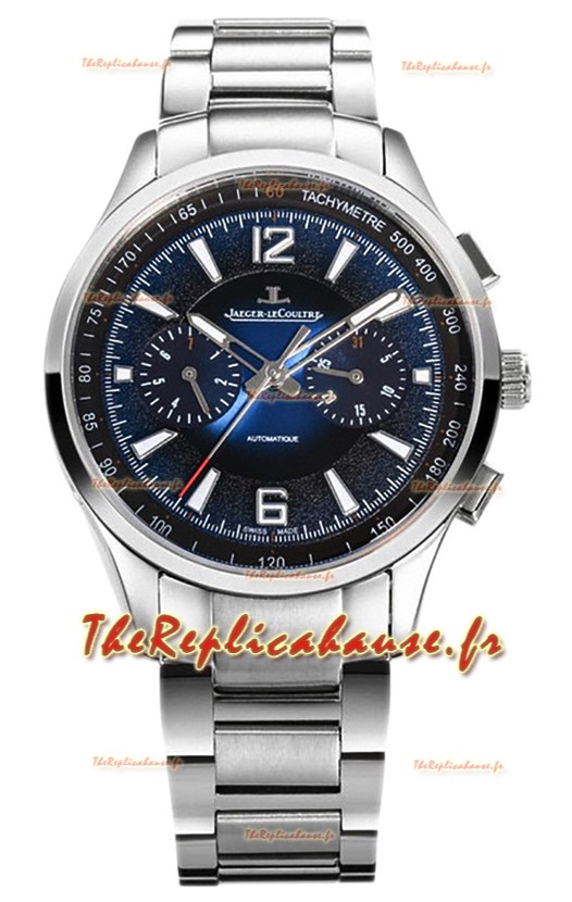 Jaeger LeCoultre Polaris Chronographe Boîtier acier inoxydable Cadran bleu Réplique Montre Suisse 