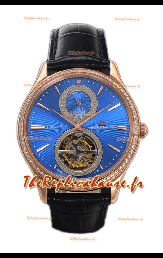 Jaeger LeCoultre Master Ultra-Thin Tourbillon Cadran bleu Boîtier or rose 