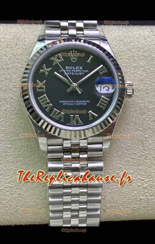 Montre Rolex Datejust Mouvement 31MM ETA-2671 Réplique Suisse en acier 904L avec cadran noir romain