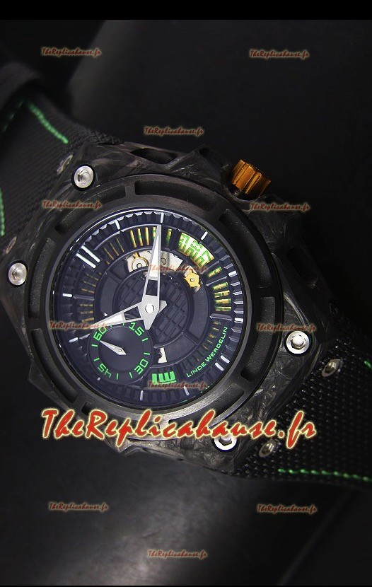 Linde Werdelin Spidolite II Montre Réplique Suisse en carbone forgé vert