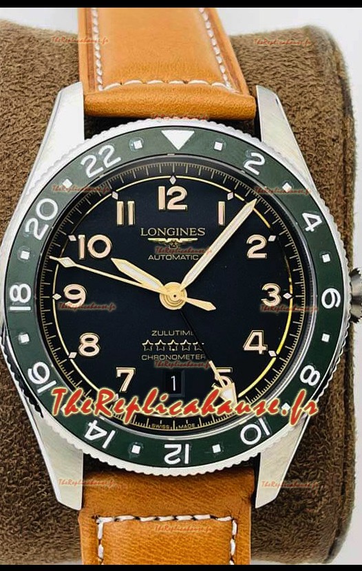 Longines Spirit ZULU Time Miroir 1:1 Réplique Montre en Boîtier Acier 904L - Mouvement Automatique Suisse L844.4 Bracelet Marron