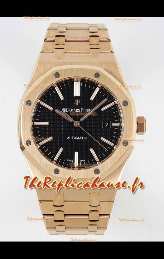 Audemars Piguet Royal Oak 15400 41MM Cadran noir 904L Or Rose CALIBRE 3120 Mouvement 1:1 Miroir Réplique