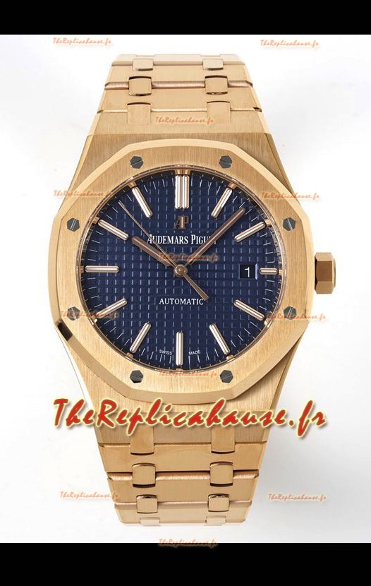 Audemars Piguet Royal Oak 15400 41MM Cadran Bleu 904L Or Rose CALIBRE 3120 Mouvement 1:1 Miroir Réplique
