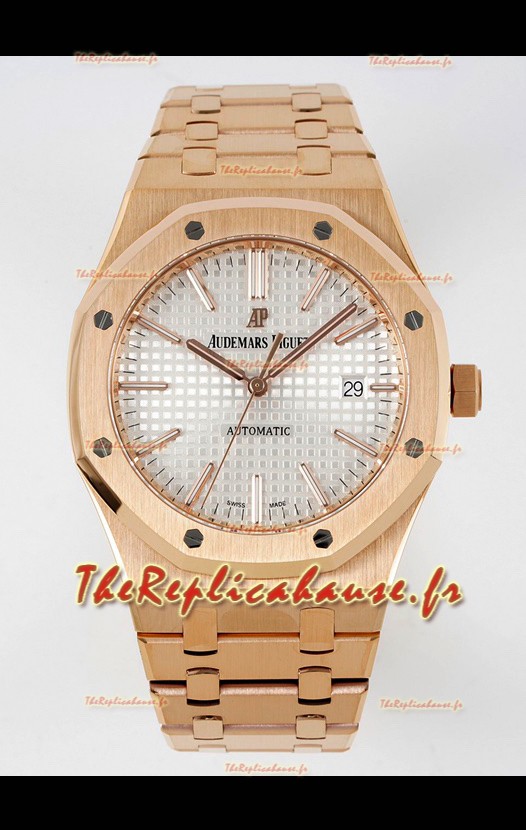 Audemars Piguet Royal Oak 15400 41MM Cadran Blanc 904L Or Rose CALIBRE 3120 Mouvement Miroir 1:1 Réplique