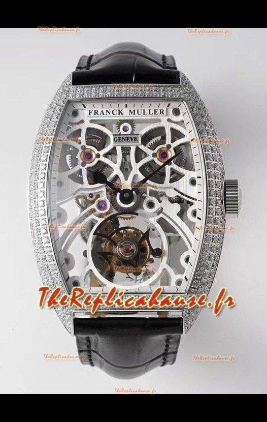 Franck Muller Fast Tourbillon Edition 1:1 Miroir Réplique Suisse dans un boîtier en diamants 