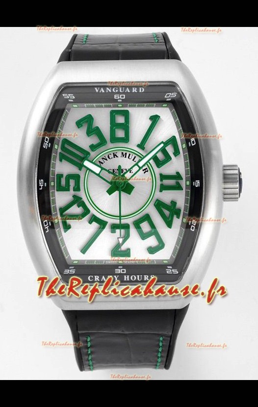 Franck Muller Vanguard Crazy Hours en acier inoxydable - Cadran blanc Réplique Suisse 