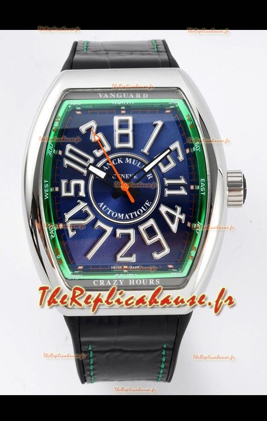 Franck Muller Vanguard Crazy Hours Acier Cadran Bleu Réplique Suisse 