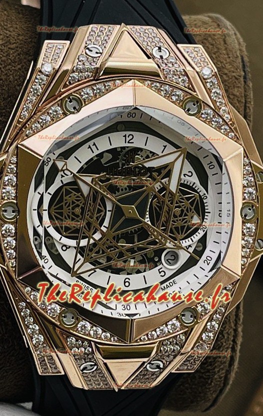 Hublot Big Bang UNICO Sang Bleu II Or Rose Diamants 1:1 Qualité Miroir Réplique Suisse 