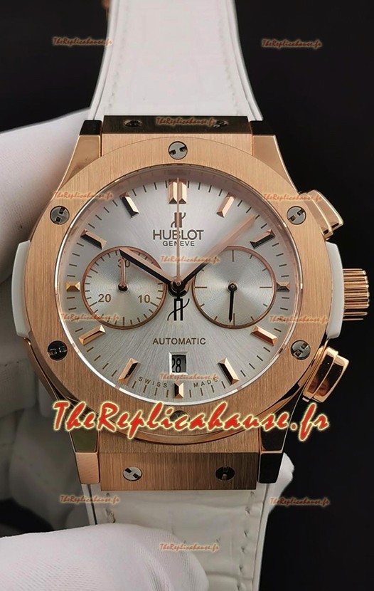Hublot Classic Fusion Chronographe Boîtier Or Rose Cadran Acier Miroir 1:1 Réplique Montres 