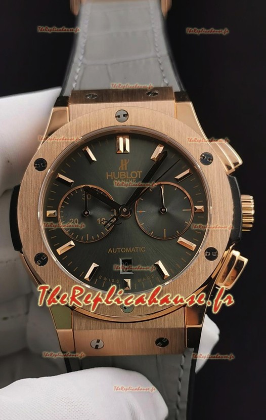 Hublot Classic Fusion Chronographe Boîtier Or Rose Cadran Brun Réplique Montres Miroir 1:1 