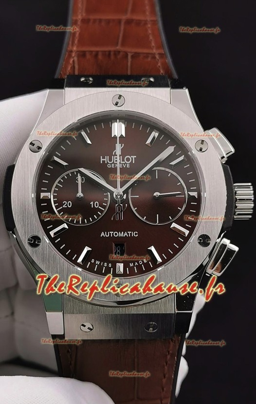 Hublot Classic Fusion Chronographe Boîtier Acier Inoxydable Cadran Brun Miroir 1:1 Réplique Montres 