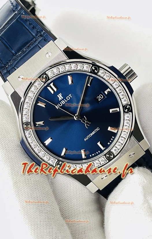 Hublot Classic Fusion Acier Inoxydable Cadran Bleu Réplique Montre Suisse 1:1 Qualité Miroir 