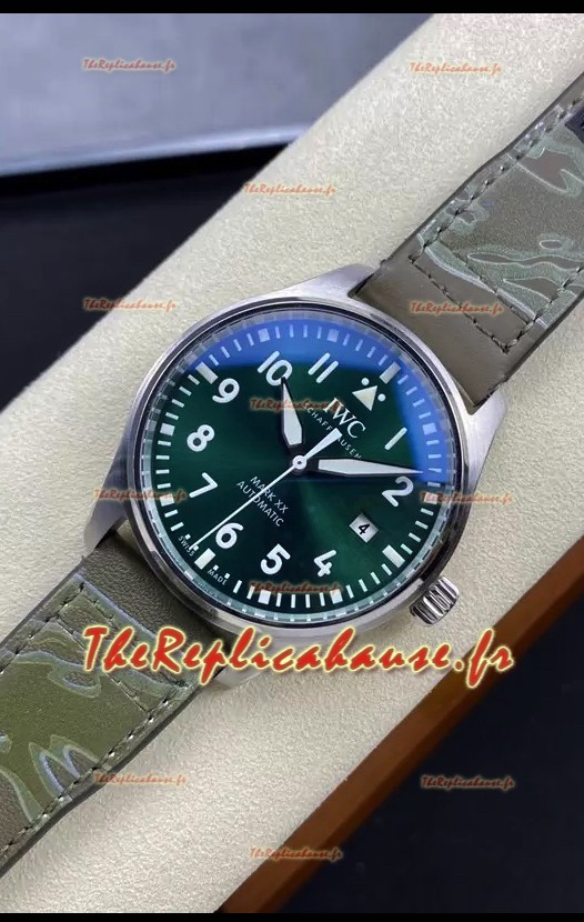 IWC Pilot MARK Series IW328205 1:1 Miroir Réplique Suisse avec Cadran Vert et Bracelet en Cuir