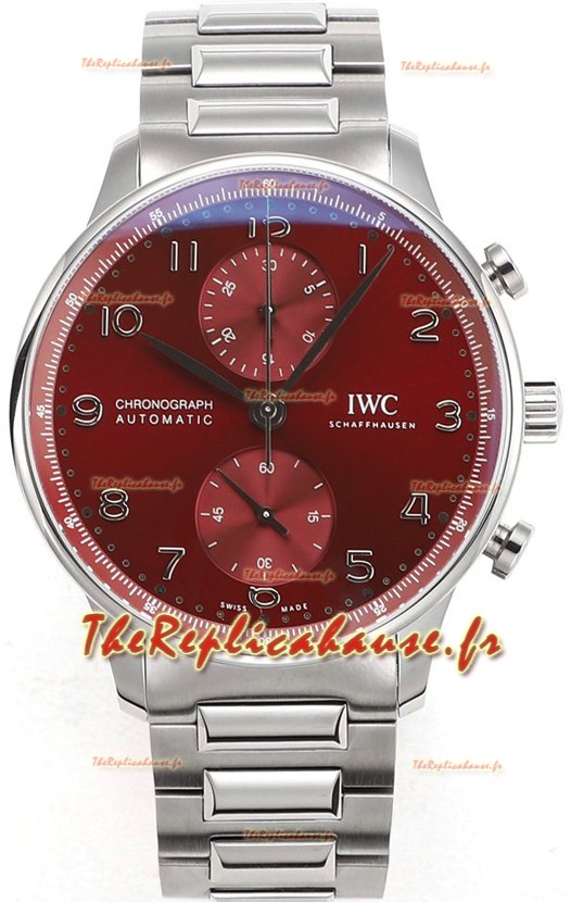 IWC Chronographe Portugais Réplique Suisse en Acier Cadran Marron - Réplique Edition Miroir 1:1