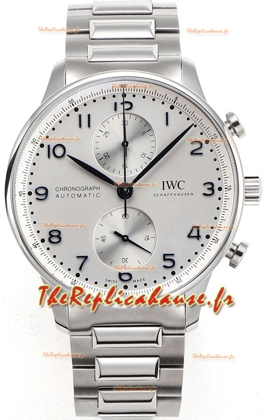 IWC Chronographe Portugais Réplique Suisse en Acier Cadran Blanc - Reproduction Edition Miroir 1:1