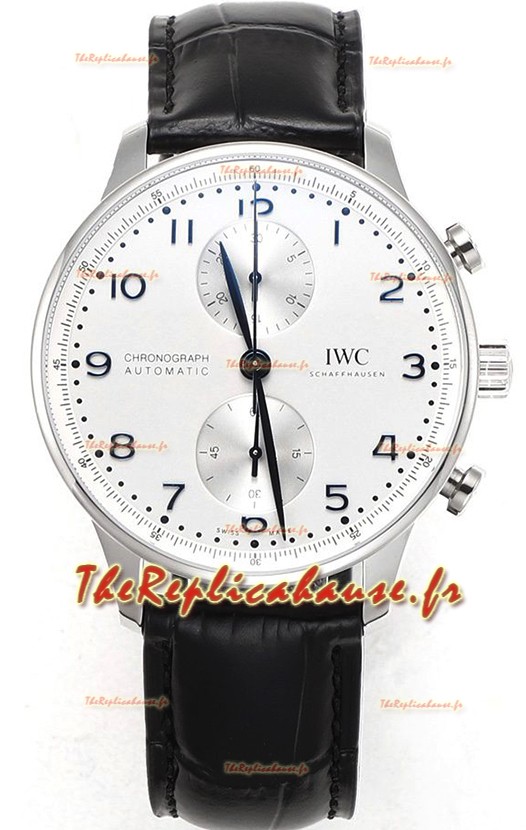 IWC Chronographe Portugais Réplique Suisse Montre en Acier Cadran Blanc - Reproduction Edition Miroir 1:1