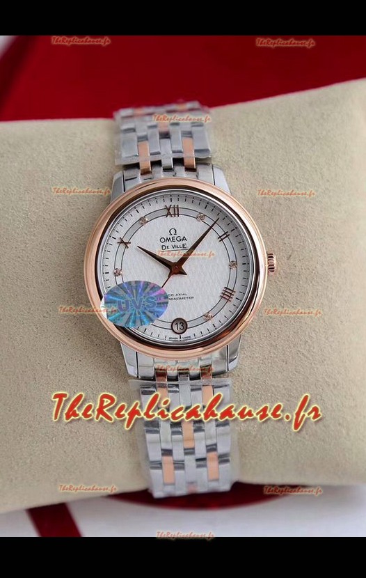 Omega De Ville Montre Suisse Automatique Edition en Or Rose Bicolore Cadran Blanc 