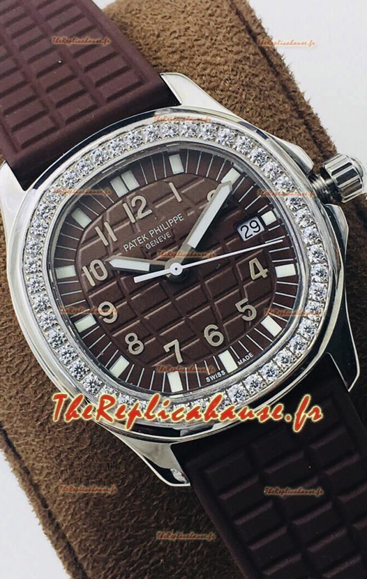 Patek Philippe Aquanaut 5067A Réplique Suisse Cadran Brun en Acier Inoxydable Lunette Diamants 35MM