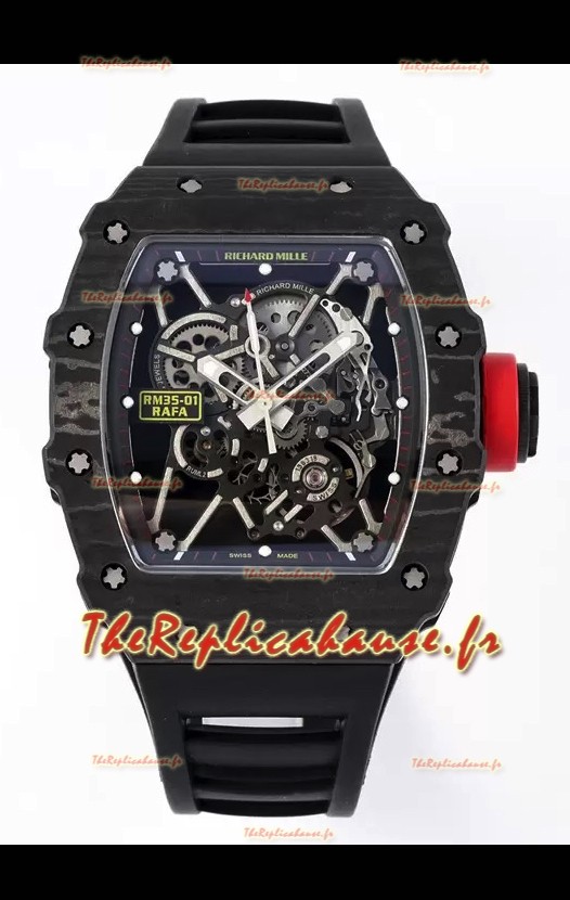 Richard Mille RM35-01 Rafael Nadal - Boîtier en fibre de carbone avec montre Super Clone Tourbillon Authentique 