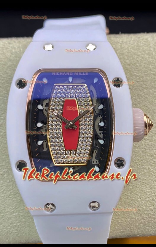 Richard Mille RM-07-01 Cadran Diamants Céramique Blanche Dames Réplique Suisse 1:1 