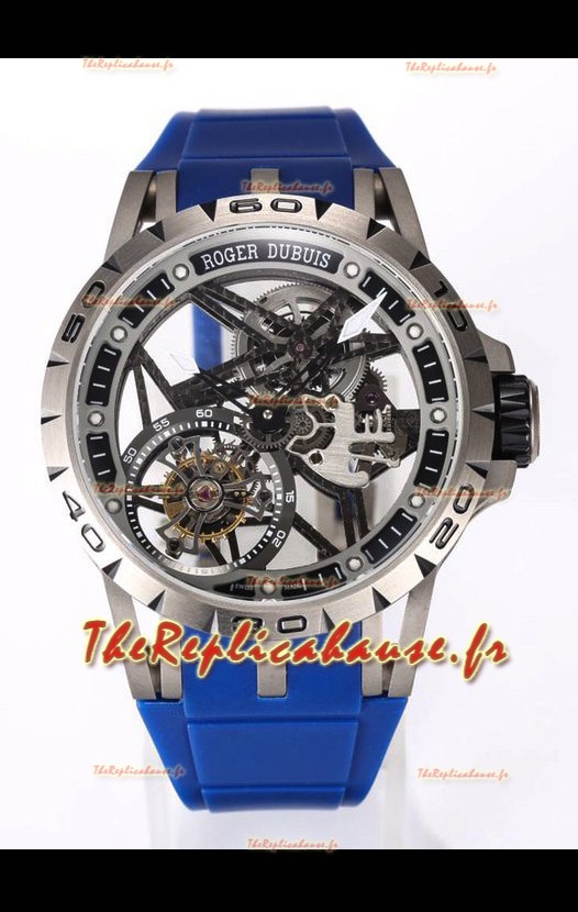 Roger Dubuis Excalibur Spider Flying Tourbillon Squelette Boîtier Titane 45MM 1:1 Miroir Montre Suisse