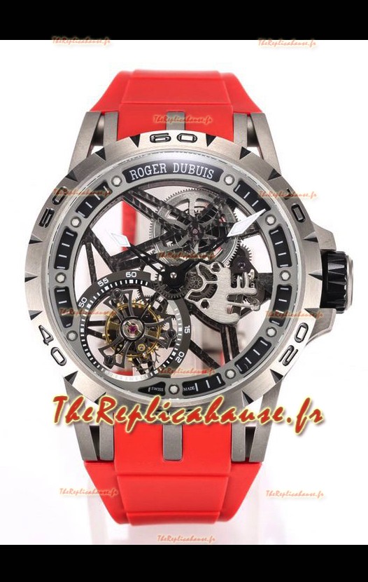 Roger Dubuis Excalibur Spider Flying Tourbillon Squelette Titanium Casing 45MM 1:1 Miroir Montre Suisse