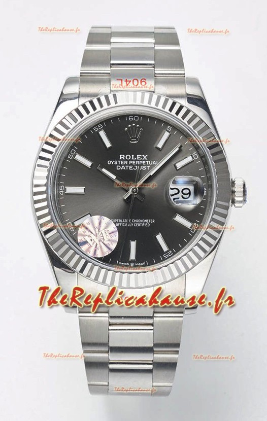 Mouvement Cal.3235 Montre Suisse Rolex Datejust Réplique 1:1 Miroir 904L Acier 41MM - Cadran Gris 