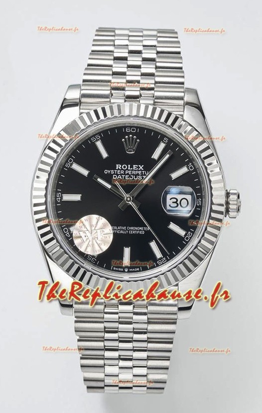 Rolex Datejust Cal.3235 Mouvement Montre Suisse Réplique 1:1 Miroir 904L Acier 41MM - Cadran noir 