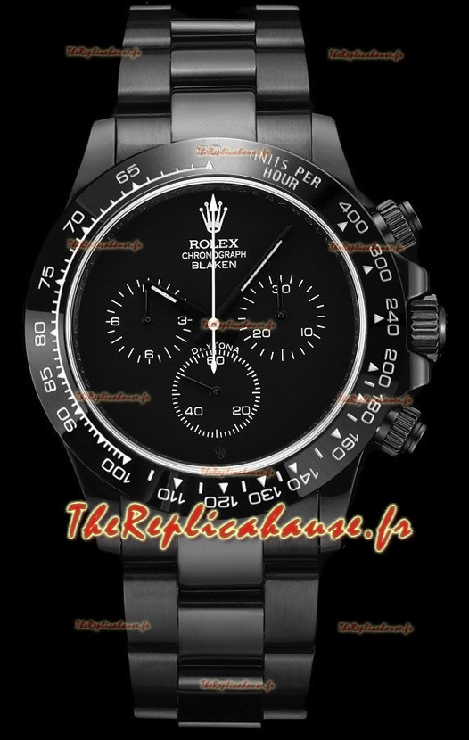 Rolex Daytona Blaken 1:1 Réplique Suisse Miroir Mouvement Cal.4130 Cadran Noir (AVEC BOITE) 
