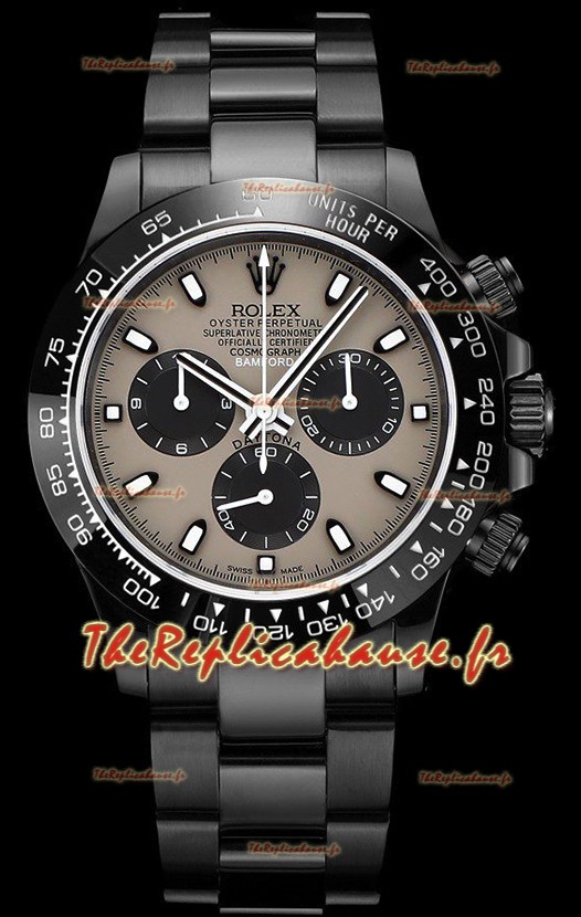 Rolex Daytona Blaken 1:1 Réplique Miroir Suisse Cadran Gris Mouvement Cal.4130 (AVEC BOÎTE) 