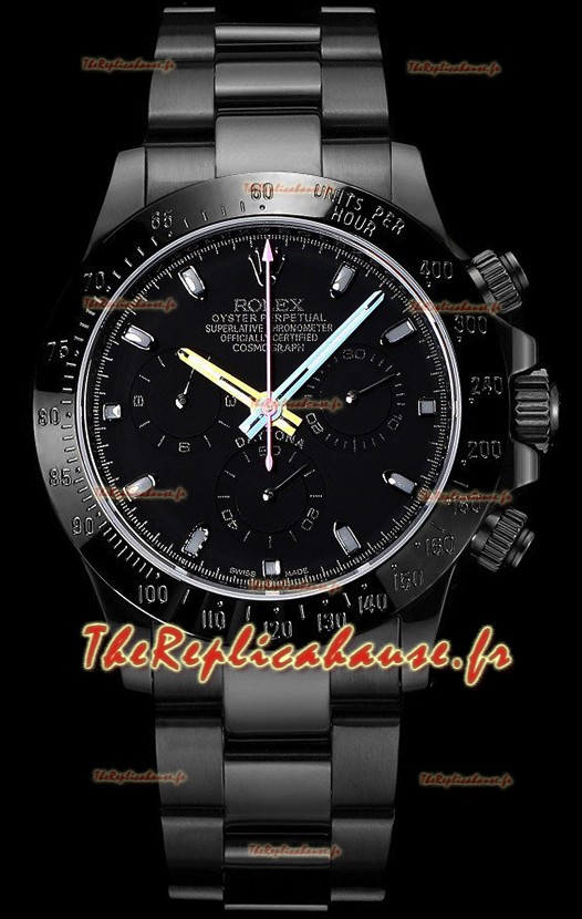 Rolex Daytona Blaken 1:1 Réplique Miroir Suisse Cadran Noir Mouvement Cal.4130 (AVEC BOÎTE) 