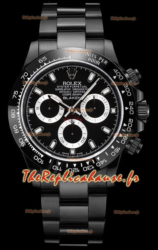 Rolex Daytona Blaken 1:1 Réplique Miroir Suisse Cadran Noir Mouvement Cal.4130 (AVEC BOÎTE) 